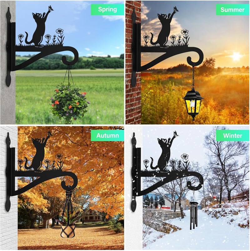 Muuruu Plant Hangers Outdoor & Indoor, Plant Hooks for Hanging Baskets, Heavy Duty Wall Hanger, Metal Wall Mount Holder for Flower Basket, Bird Feeder, Lantern, Wind Chimes-Patio, Garden, Home Decor (Cat) - Image 4